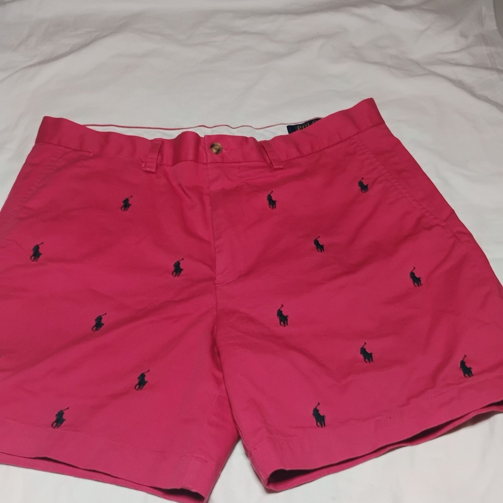 Polo Ralph Lauren Men's Embroidered Pony‎ Chino Shorts 34 Red Cotton Preppy
